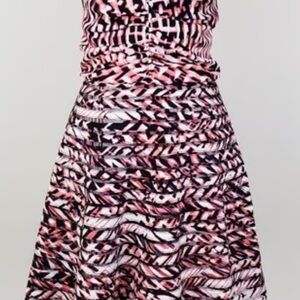 Parker Ruched Pink and Black Halter Mini Dress